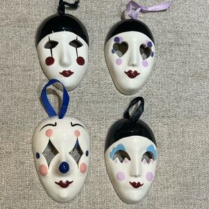 Vintage 1984 Ceramic Mini Mardi Gras Mask Set of 4